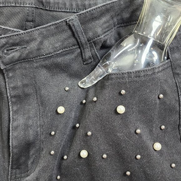 Shein Curve 3XL Womens Black Stretch Jeans With Pearl & Beaded Embellishments - Picture 8 of 8